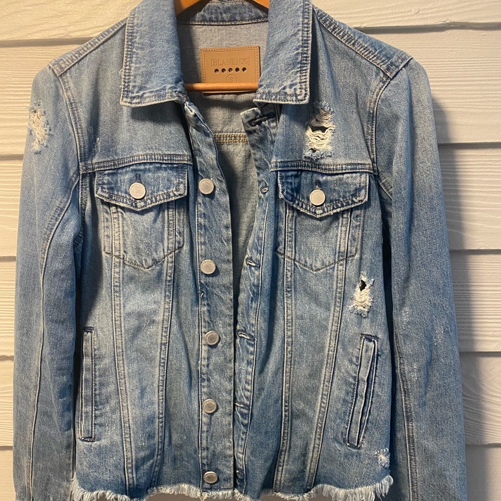 Blank NYC Distressed Jean Jacket Size Small